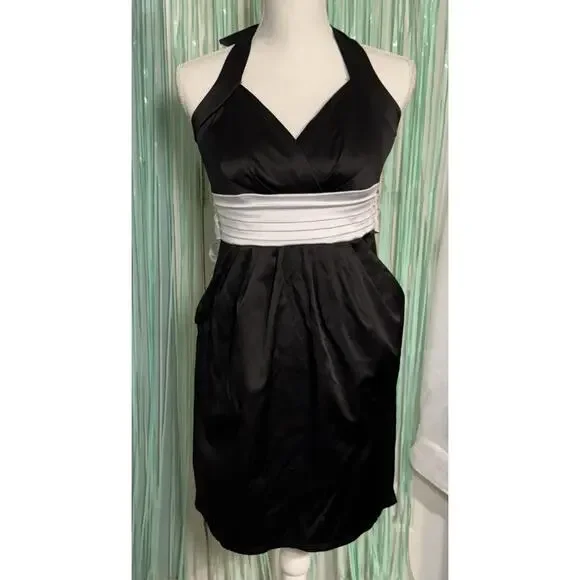 Ruby Rox Dresses | Ruby Rox Black & White Cocktail/Homecoming Dress, Pockets, Halter, Tie Belt, 11 | Color: Black/White | Size: 11j | Rjcoll's Closet